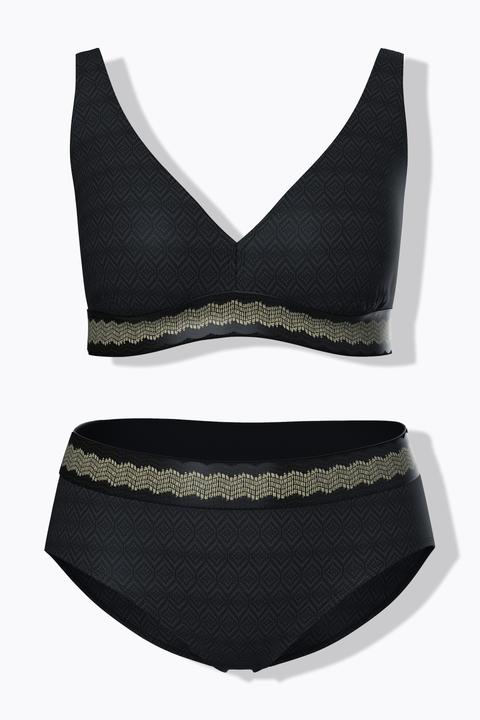 Actual product image Ulla Popken Textured Gold Trimmed Bikini Set (54)