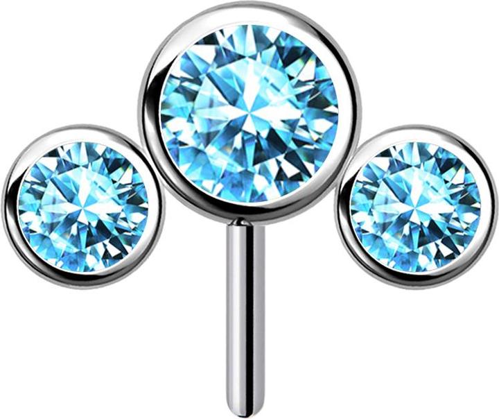 Immagine prodotto Star Piercing Threadless argento anteriore tre cristalli acqua (senza ottone, Titanio)