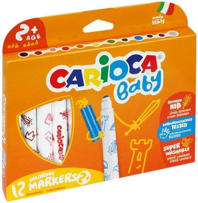 Actual product image Carioca Marker 2 + - pens (Extra Bold, bullet tip, round, multi, Italy, cardboard box) (12x)