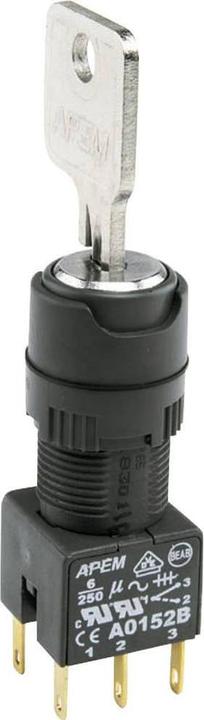 Actual product image APEM Keylock switch,A01, square op 2 pos