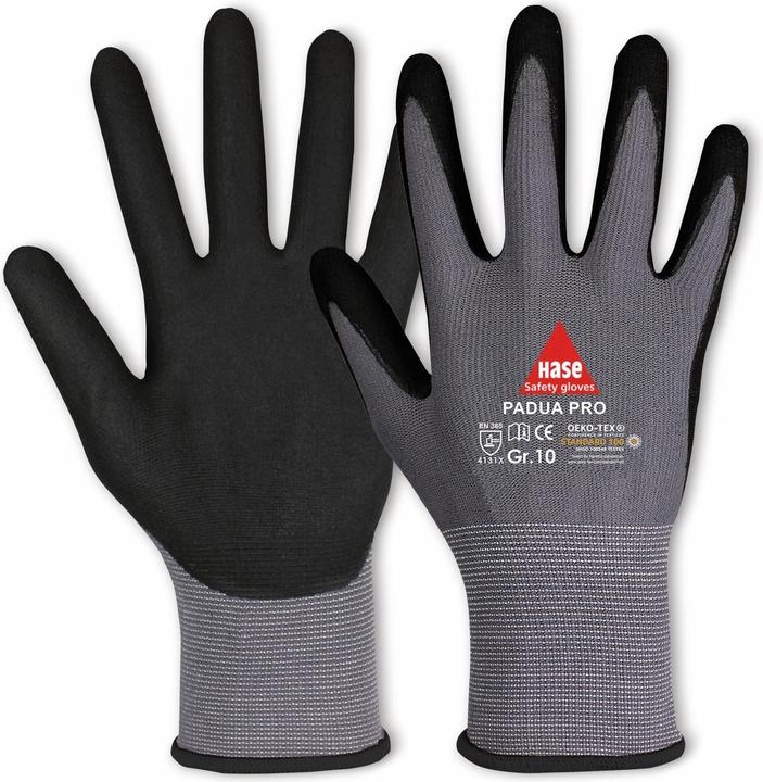 Produktbild Hase Safety Gloves Arbeitshandschuhe, Padua Pro, EN 388, EN 420, Grösse 7, grau/schwarz (7, S)
