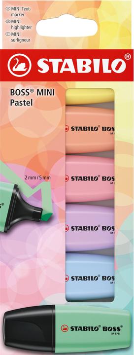 STABILO Boss Mini Pastell 6er Etui (Apricot, Yellow, Cloudy blue, Lilac, pink and mint, 5 mm, 6 x)