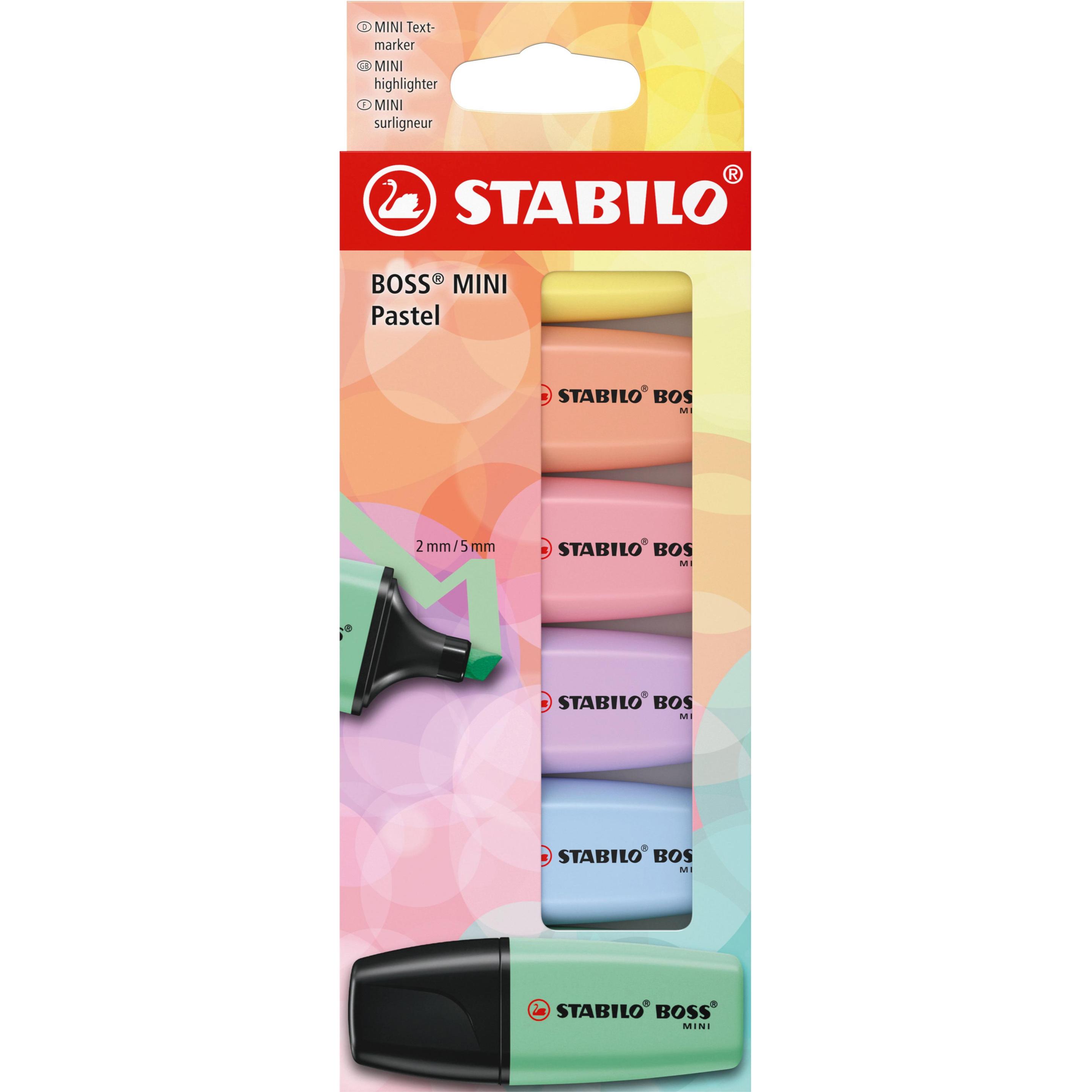 STABILO, Marker, Boss Mini Pastell 6er Etui (Apricot, Gelb, Wolkenblau, Lila, rosa und minze, 5 mm, 6 x)