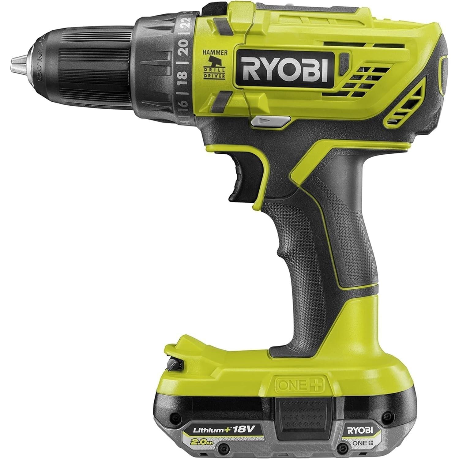 Ryobi, Trapano + Avvitatore a batteria, Klopbohrschrauber 18V, 2-Gang, 50 Nm, 500-1800 U/min, 24-Stufen-Drehmoment, 13-mm-Bohrfutter