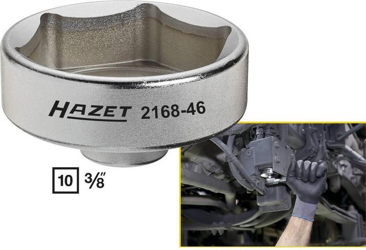 Produktbild HAZET Ad-Blue Filter-Schlüssel 2168-46 ∙ Vierkant10 mm (3/8 Zoll) ∙ Aussen Sechskant Profil ∙ 59 mm…