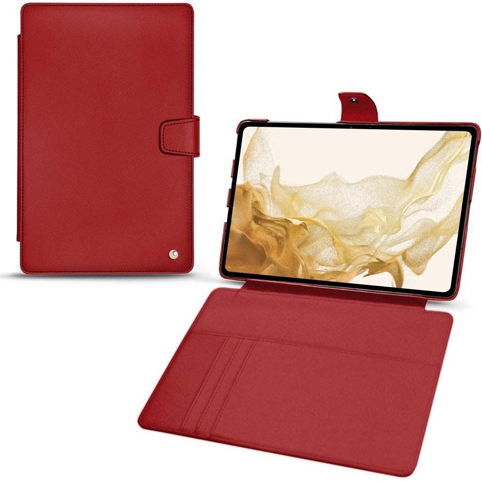Noreve Lederschutzhülle Wallet (Galaxy Tab S8), Tablet Hülle, Rot