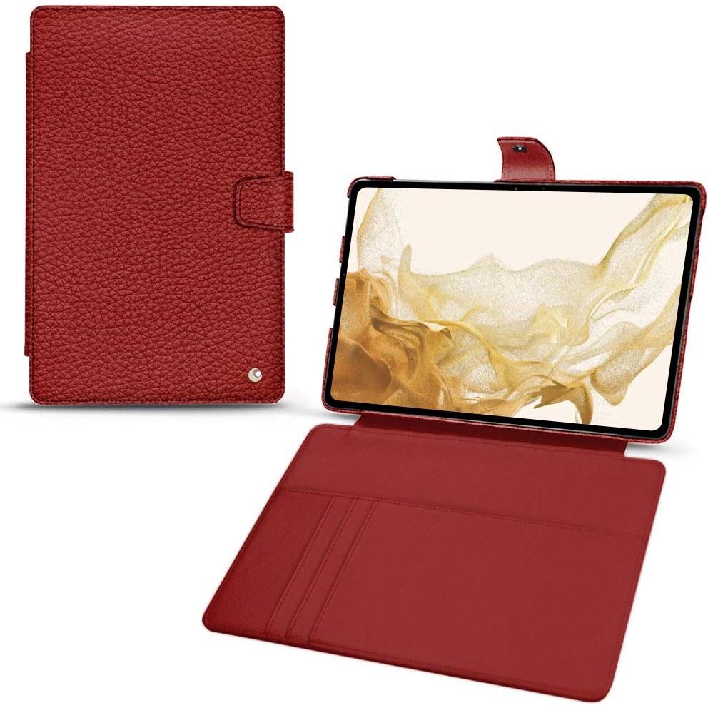 Noreve Lederschutzhülle Wallet (Galaxy Tab S8), Tablet Hülle, Rot
