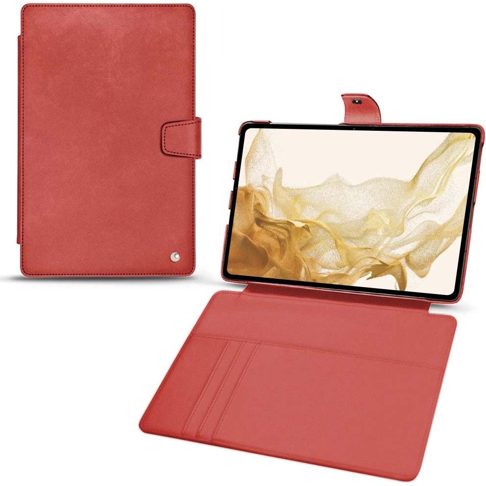 Noreve Lederschutzhülle Wallet (Galaxy Tab S8), Tablet Hülle, Rot