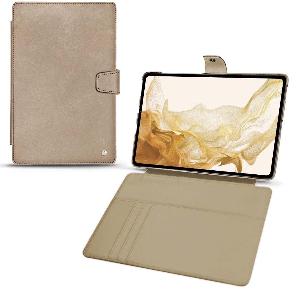 Noreve Lederschutzhülle Wallet (Galaxy Tab S8), Tablet Hülle, Beige