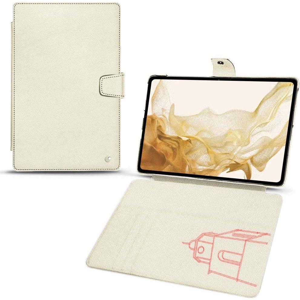 Noreve Lederschutzhülle Wallet (Galaxy Tab S8), Tablet Hülle, Weiss