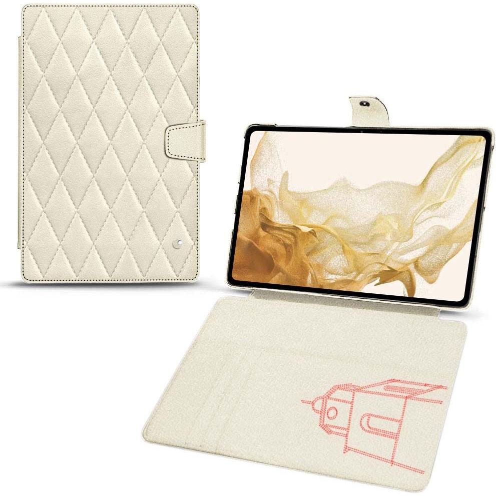 Noreve Lederschutzhülle Wallet (Galaxy Tab S8), Tablet Hülle, Weiss