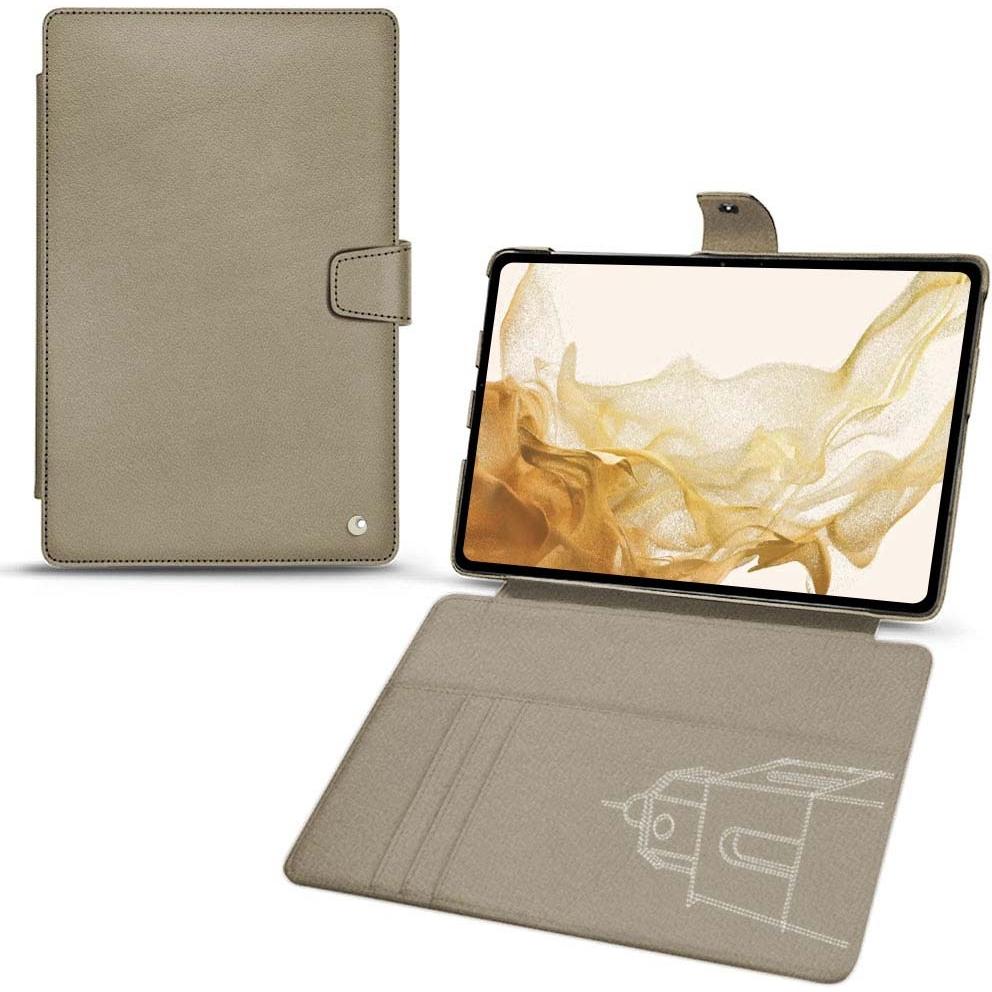 Noreve Lederschutzhülle Wallet (Galaxy Tab S8), Tablet Hülle, Beige