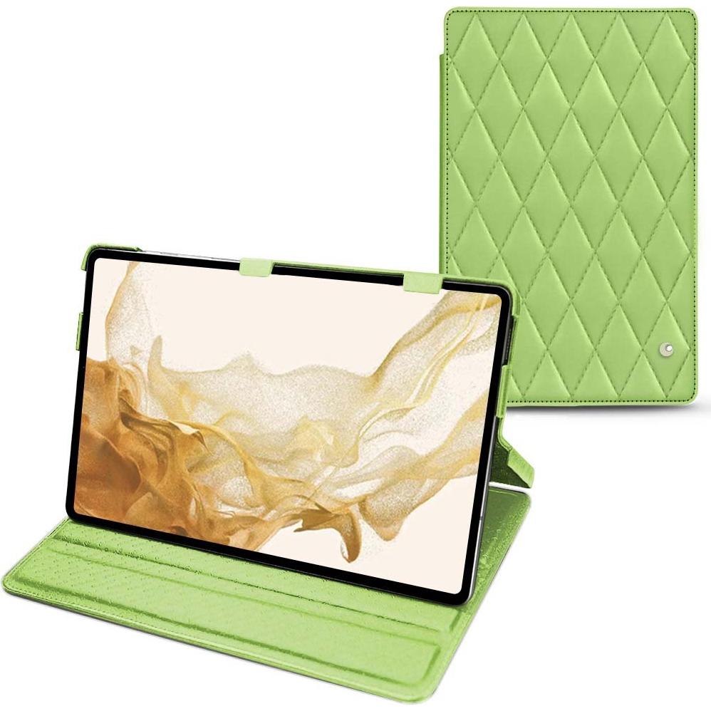 Noreve Lederschutzhülle horizontal (Galaxy Tab S8), Tablet Hülle, Grün