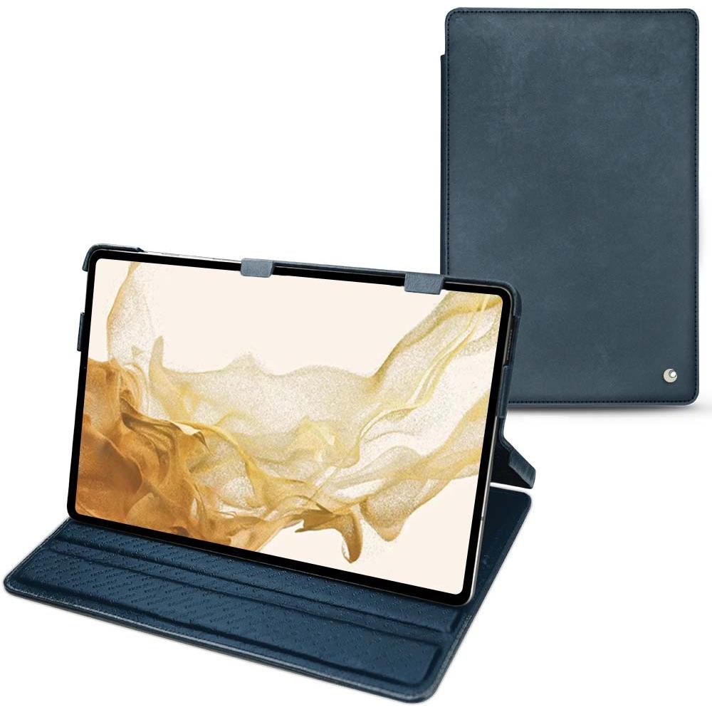 Thumbnail - Noreve Lederschutzhülle horizontal (Galaxy Tab S8), Tablet Hülle, Blau