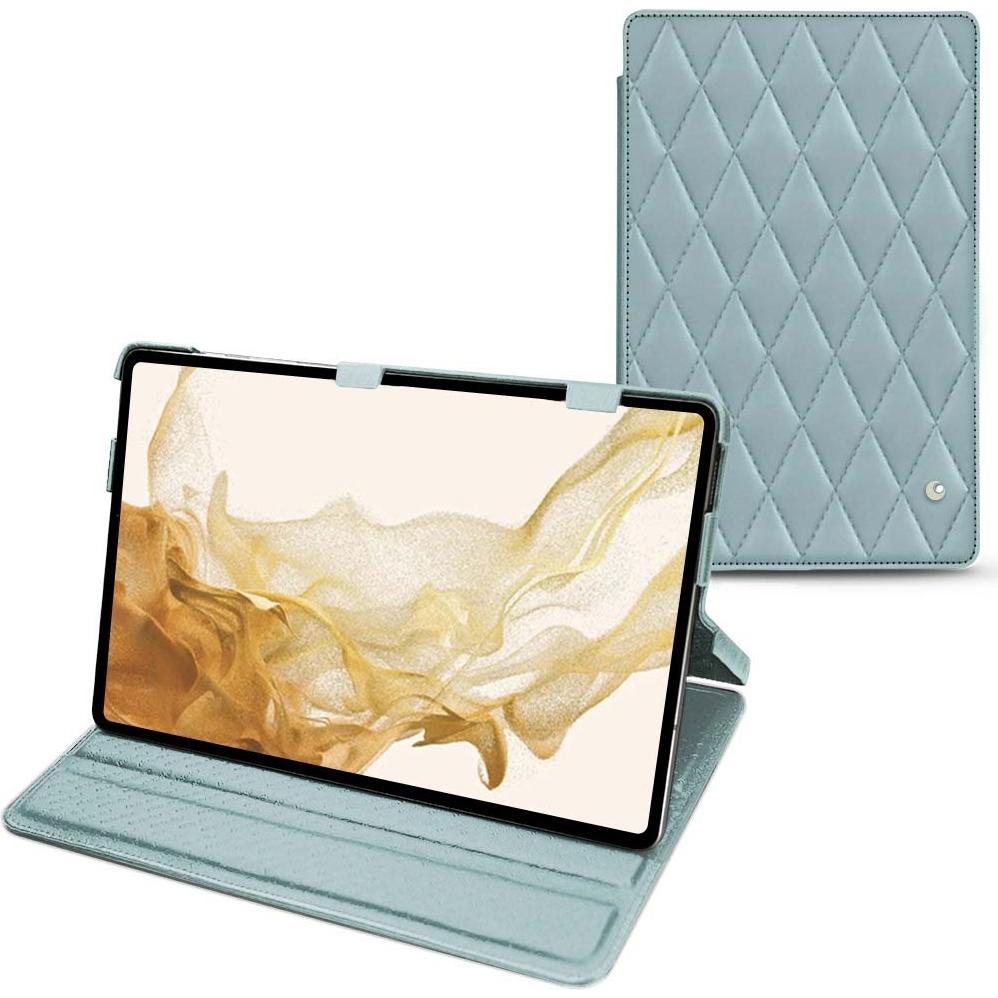 Noreve Lederschutzhülle horizontal (Galaxy Tab S8), Tablet Hülle, Blau