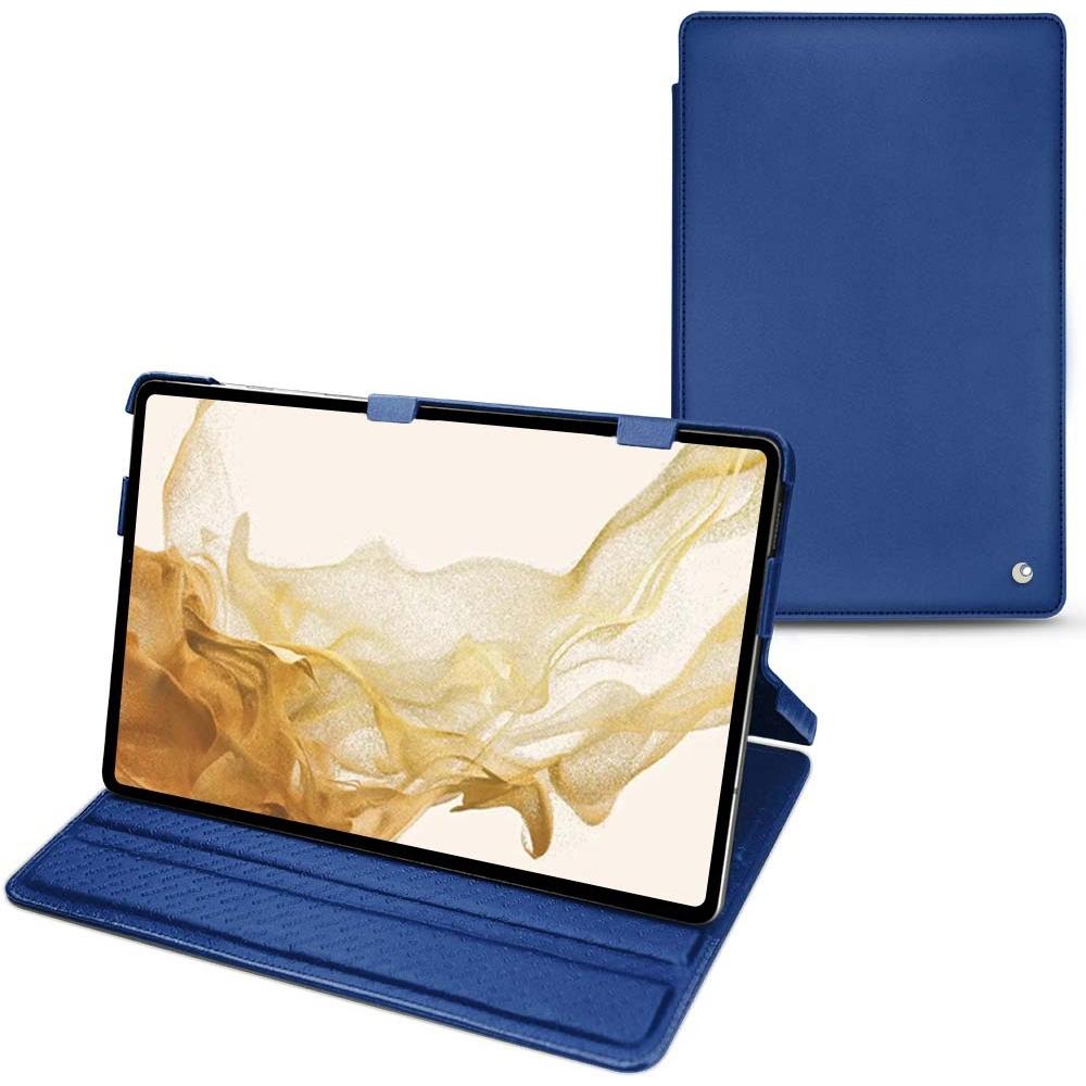 Noreve Lederschutzhülle horizontal (Galaxy Tab S8), Tablet Hülle, Blau