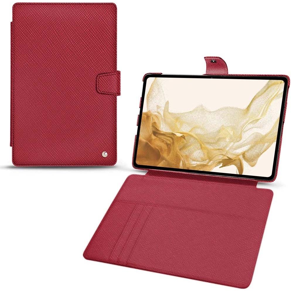 Noreve Lederschutzhülle Wallet (Galaxy Tab S8), Tablet Hülle, Rot