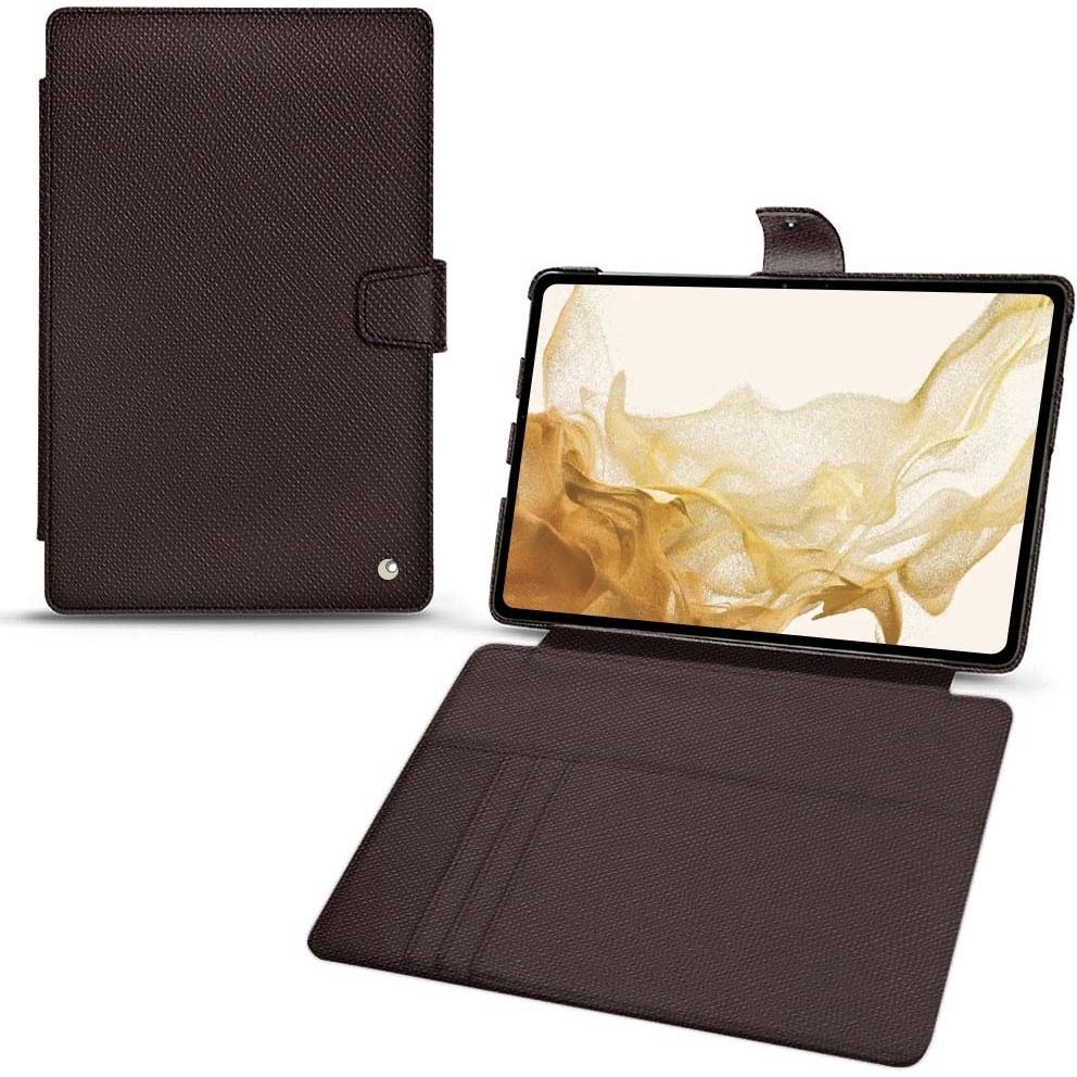 Noreve Lederschutzhülle Wallet (Galaxy Tab S8), Tablet Hülle, Braun