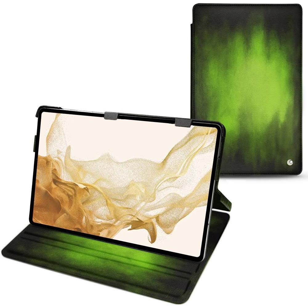 Noreve Lederschutzhülle horizontal (Galaxy Tab S8), Tablet Hülle, Grün