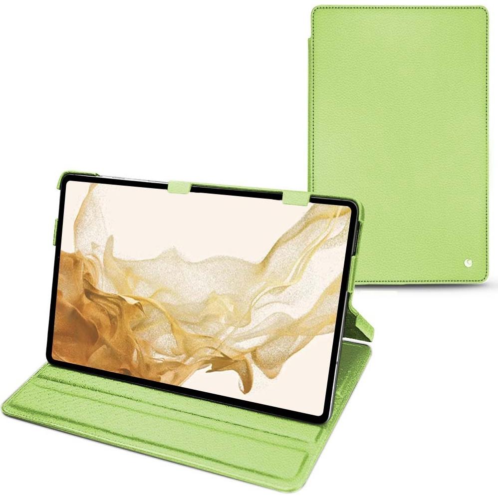 Noreve Lederschutzhülle horizontal (Galaxy Tab S8), Tablet Hülle, Grün