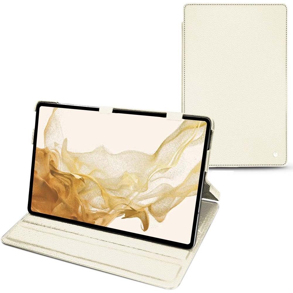 Noreve Lederschutzhülle horizontal (Galaxy Tab S8), Tablet Hülle, Weiss