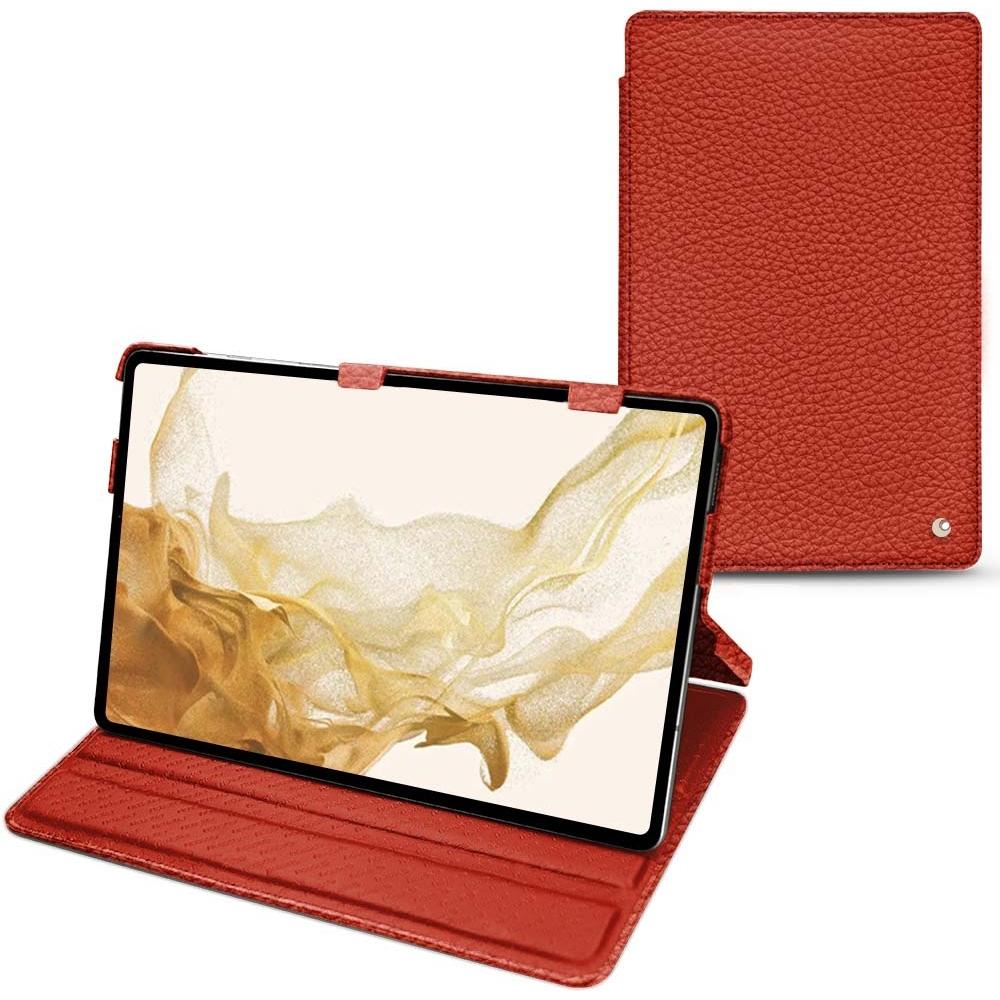 Noreve Lederschutzhülle horizontal (Galaxy Tab S8), Tablet Hülle, Orange