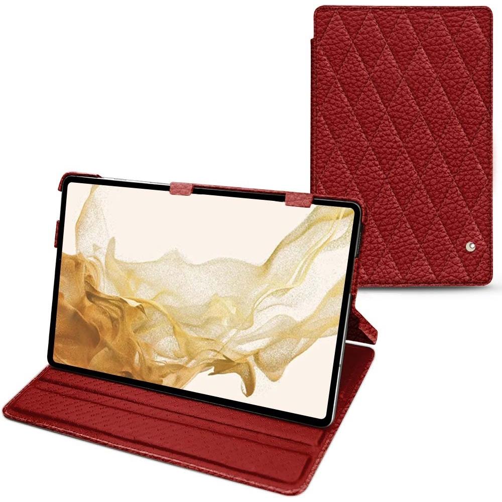 Noreve Lederschutzhülle horizontal (Galaxy Tab S8), Tablet Hülle, Rot
