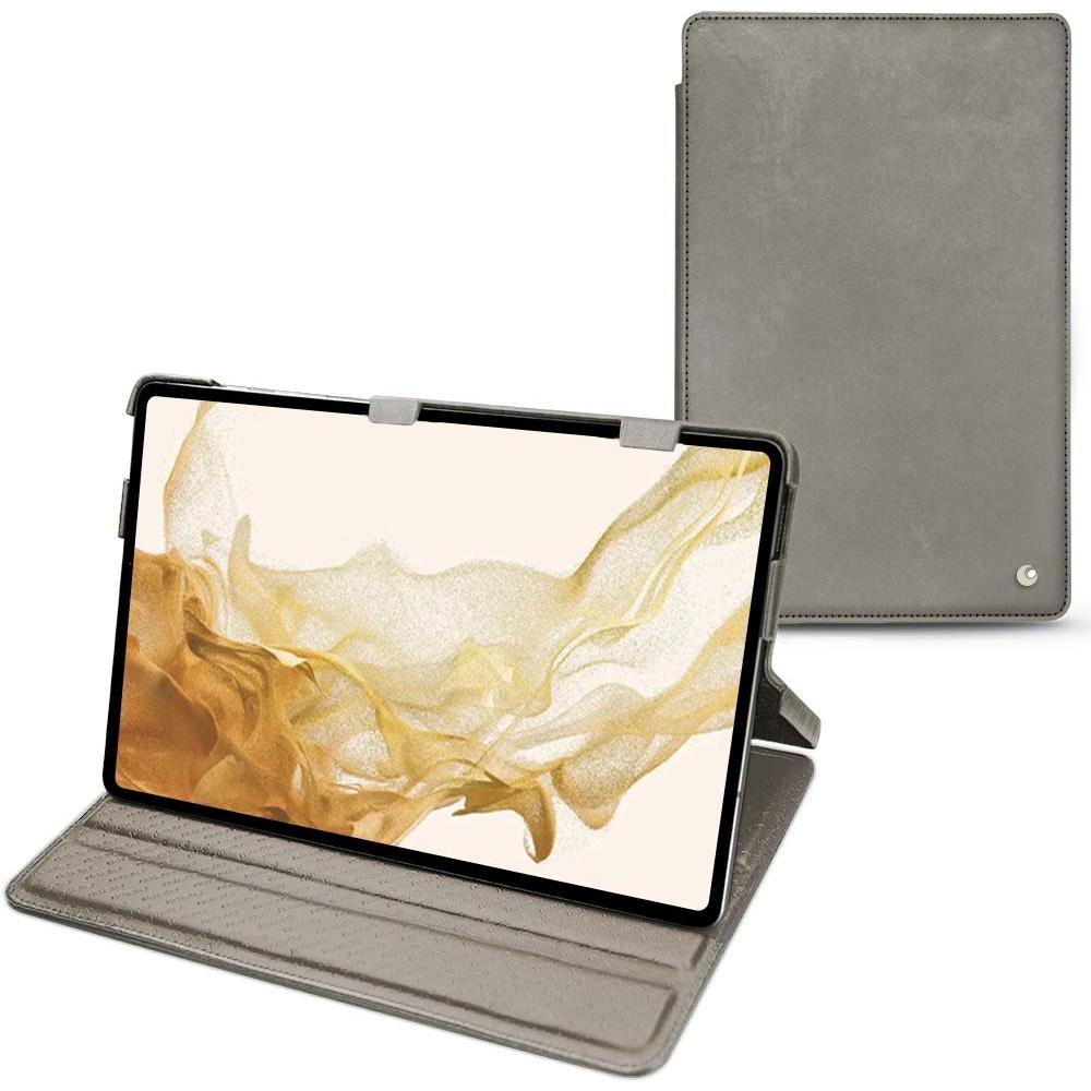Noreve Lederschutzhülle horizontal (Galaxy Tab S8), Tablet Hülle, Grau