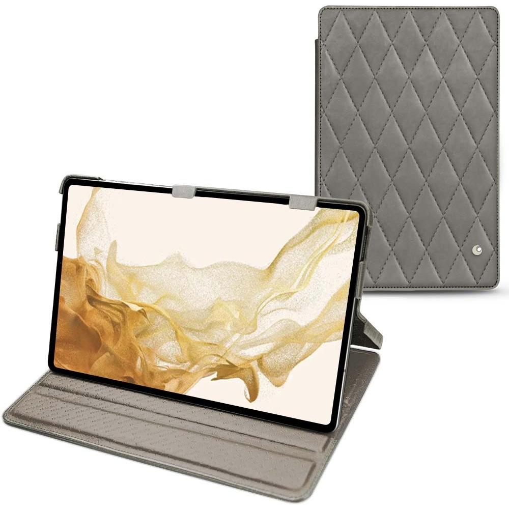 Thumbnail - Noreve Lederschutzhülle horizontal (Galaxy Tab S8), Tablet Hülle, Grau