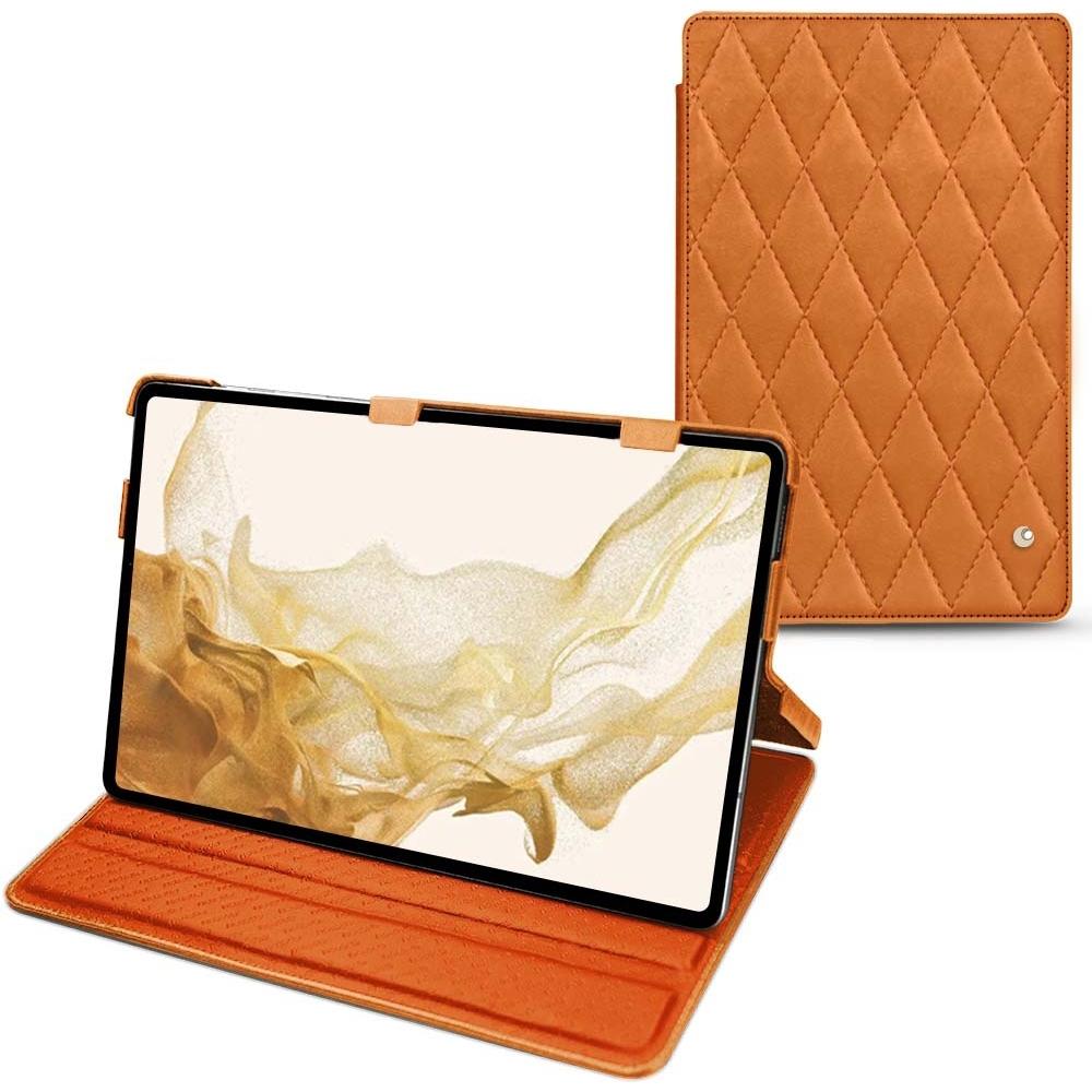 Noreve Lederschutzhülle horizontal (Galaxy Tab S8), Tablet Hülle, Orange