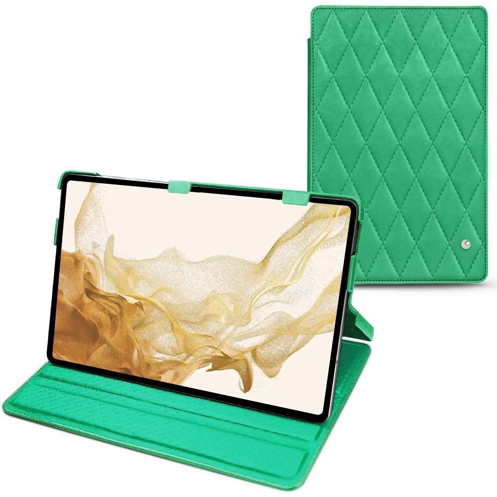 Noreve Lederschutzhülle horizontal (Galaxy Tab S8), Tablet Hülle, Grün
