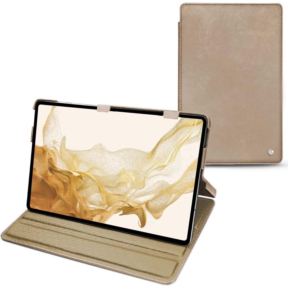 Thumbnail - Noreve Lederschutzhülle horizontal (Galaxy Tab S8), Tablet Hülle, Beige