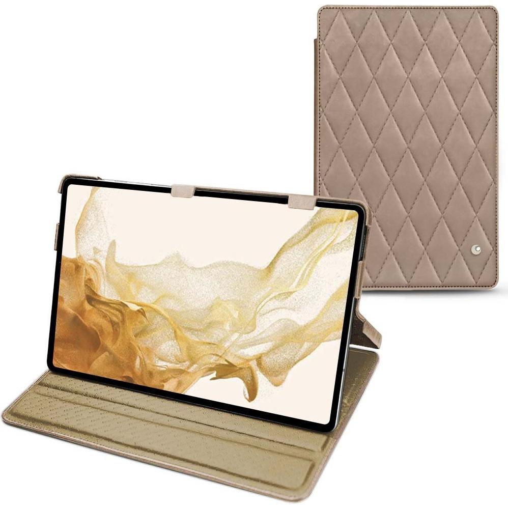Noreve Lederschutzhülle horizontal (Galaxy Tab S8), Tablet Hülle, Beige
