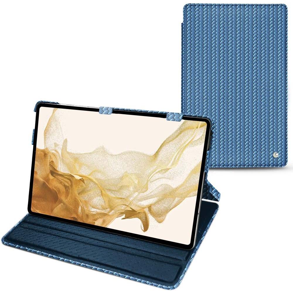 Noreve Lederschutzhülle horizontal (Galaxy Tab S8), Tablet Hülle, Blau