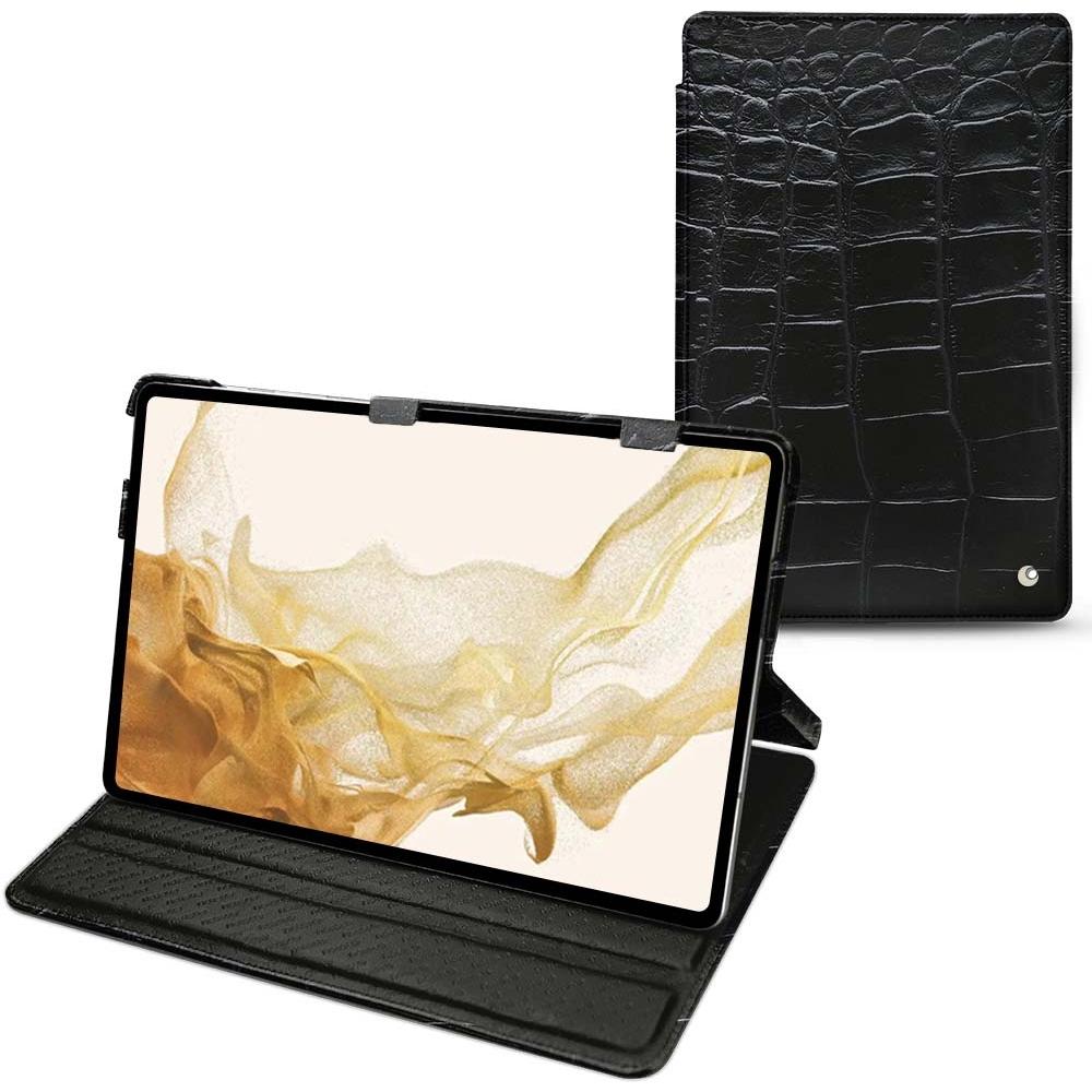 Thumbnail - Noreve Lederschutzhülle horizontal (Galaxy Tab S8), Tablet Hülle, Schwarz