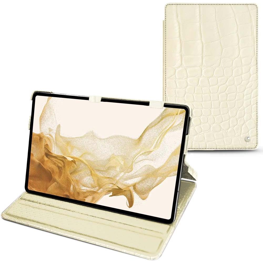 Noreve Lederschutzhülle horizontal (Galaxy Tab S8), Tablet Hülle, Beige
