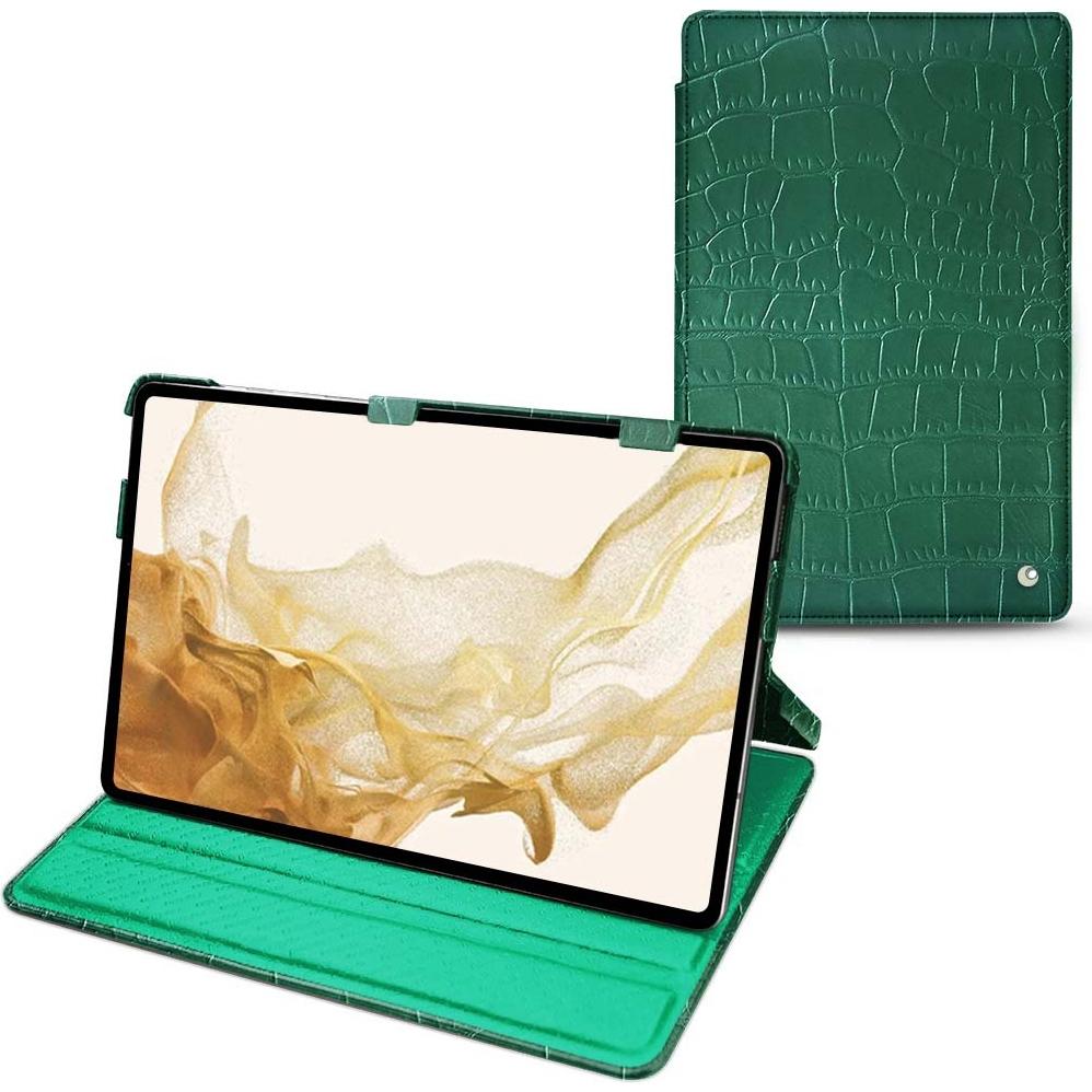 Noreve Lederschutzhülle horizontal (Galaxy Tab S8), Tablet Hülle, Grün