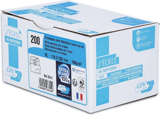 Produktbild GPV Briefumschl„ge, DL, 110 x 220 mm, weiá, mit Fenster (110 x 220 mm, 200 x)