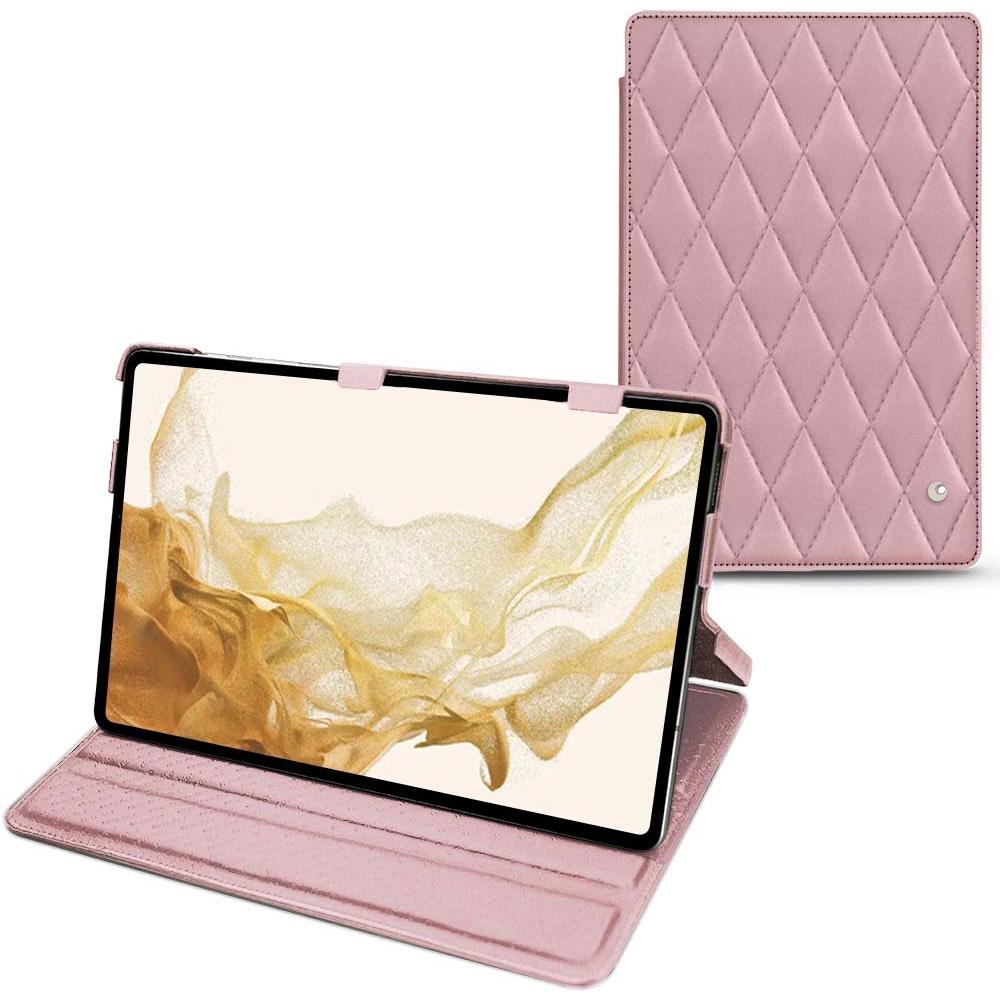 Noreve Lederschutzhülle horizontal (Galaxy Tab S8), Tablet Hülle, Rosa