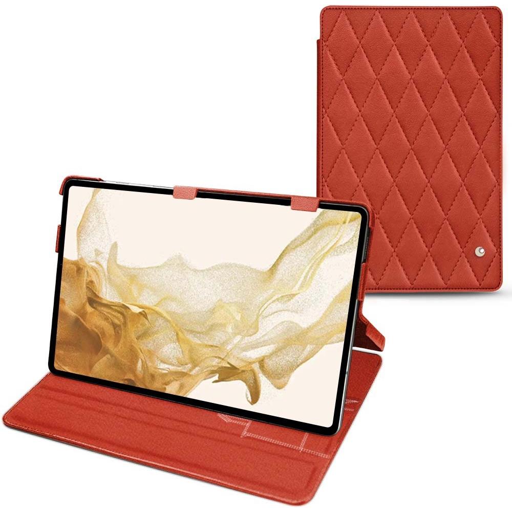 Noreve Lederschutzhülle horizontal (Galaxy Tab S8), Tablet Hülle, Orange