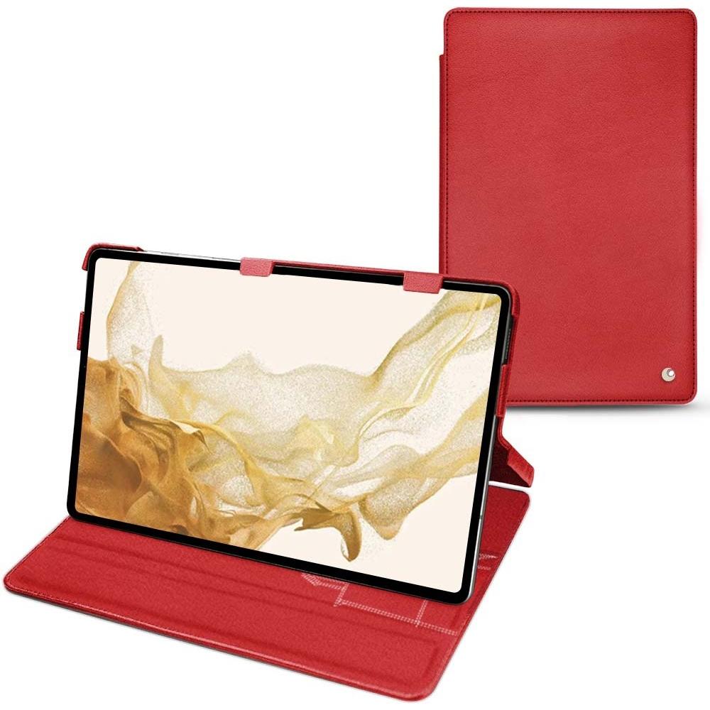 Noreve Lederschutzhülle horizontal (Galaxy Tab S8), Tablet Hülle, Rot