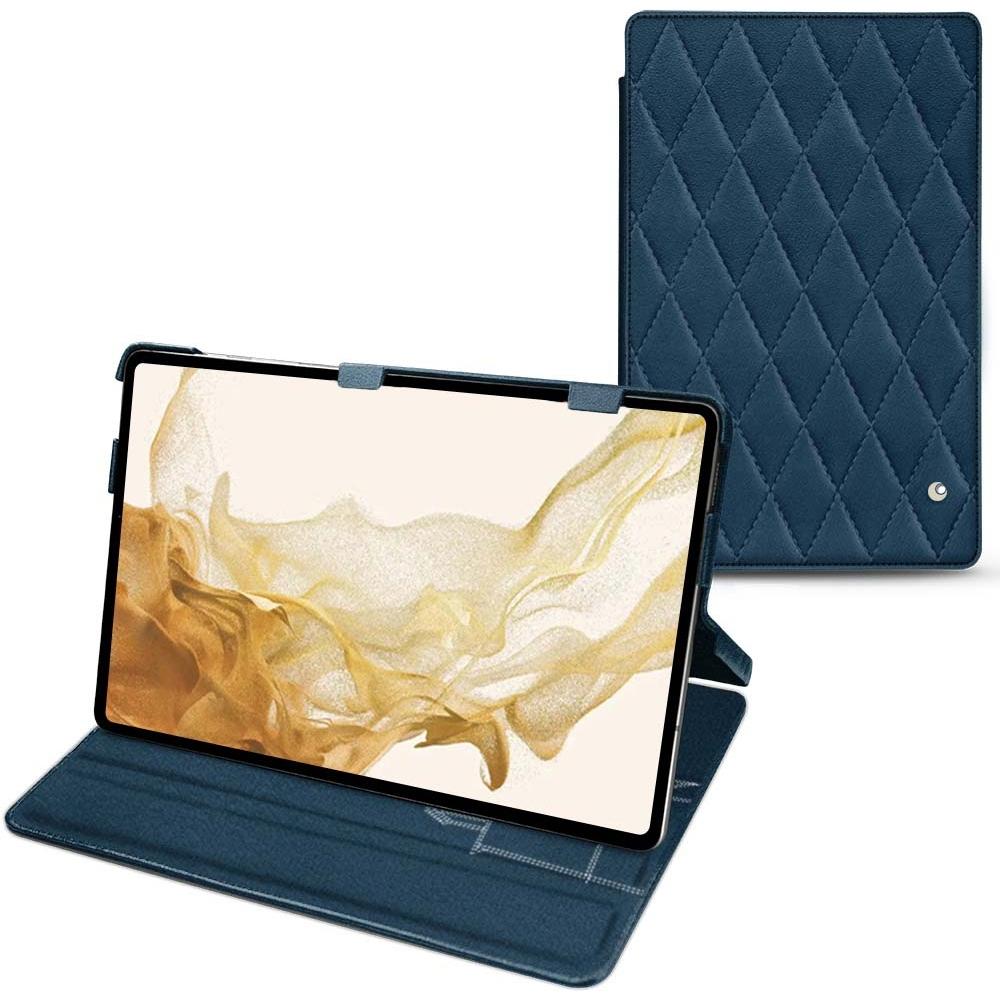 Noreve Lederschutzhülle horizontal (Galaxy Tab S8), Tablet Hülle, Blau