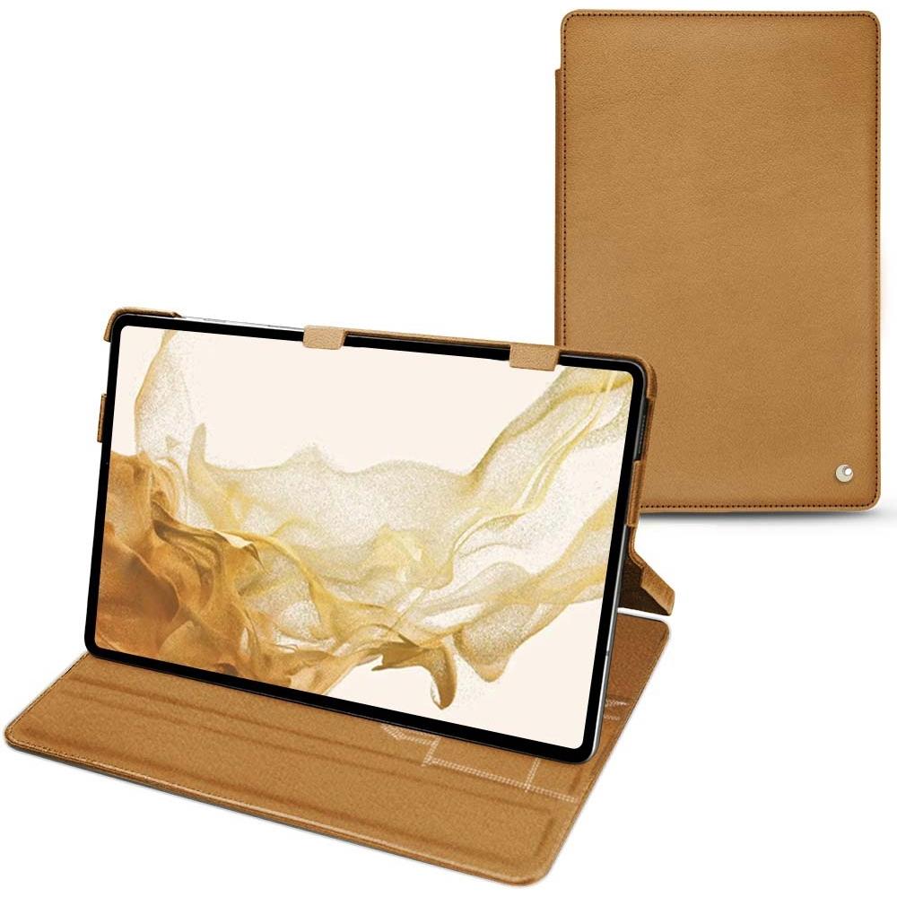 Noreve Lederschutzhülle horizontal (Galaxy Tab S8), Tablet Hülle, Braun