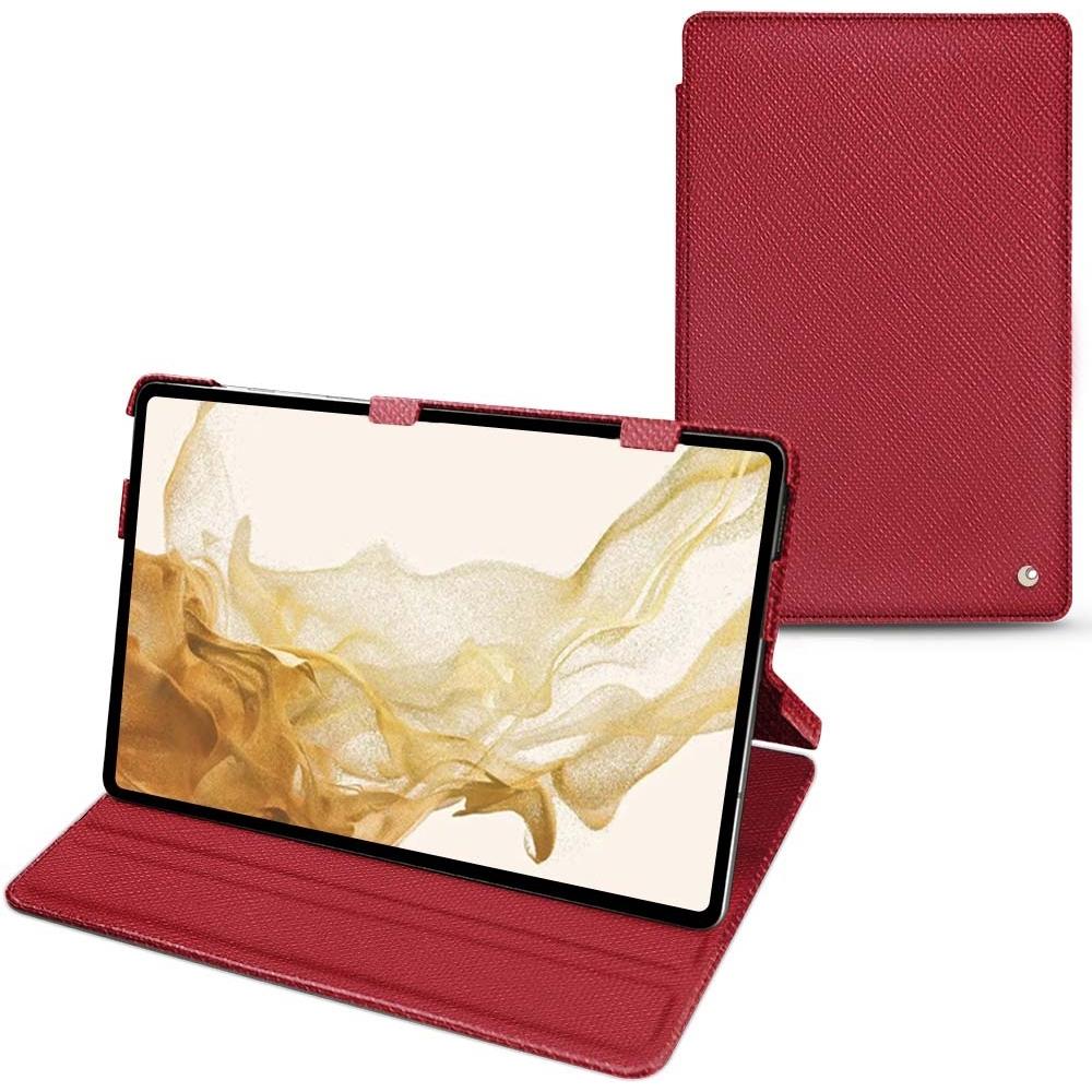 Noreve Lederschutzhülle horizontal (Galaxy Tab S8), Tablet Hülle, Rot
