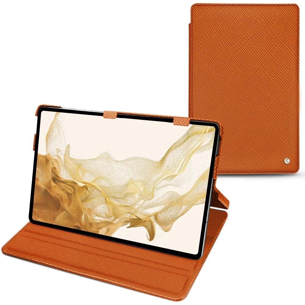 Noreve Lederschutzhülle horizontal (Galaxy Tab S8), Tablet Hülle, Orange