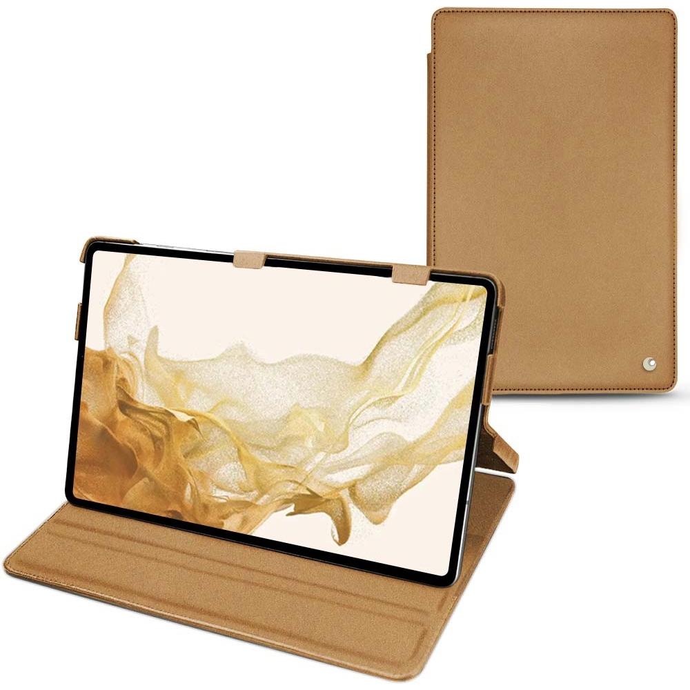 Noreve Lederschutzhülle horizontal (Galaxy Tab S8), Tablet Hülle, Beige