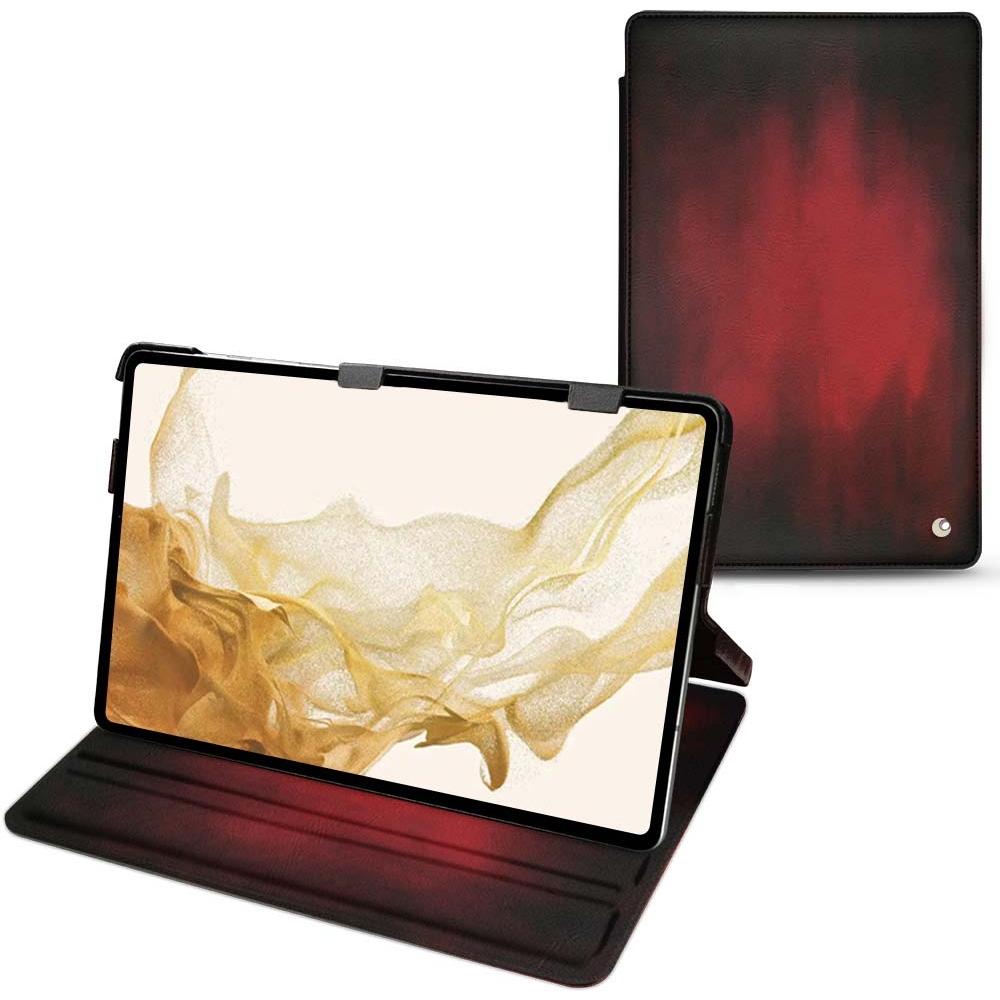 Noreve Lederschutzhülle horizontal (Galaxy Tab S8), Tablet Hülle, Rot