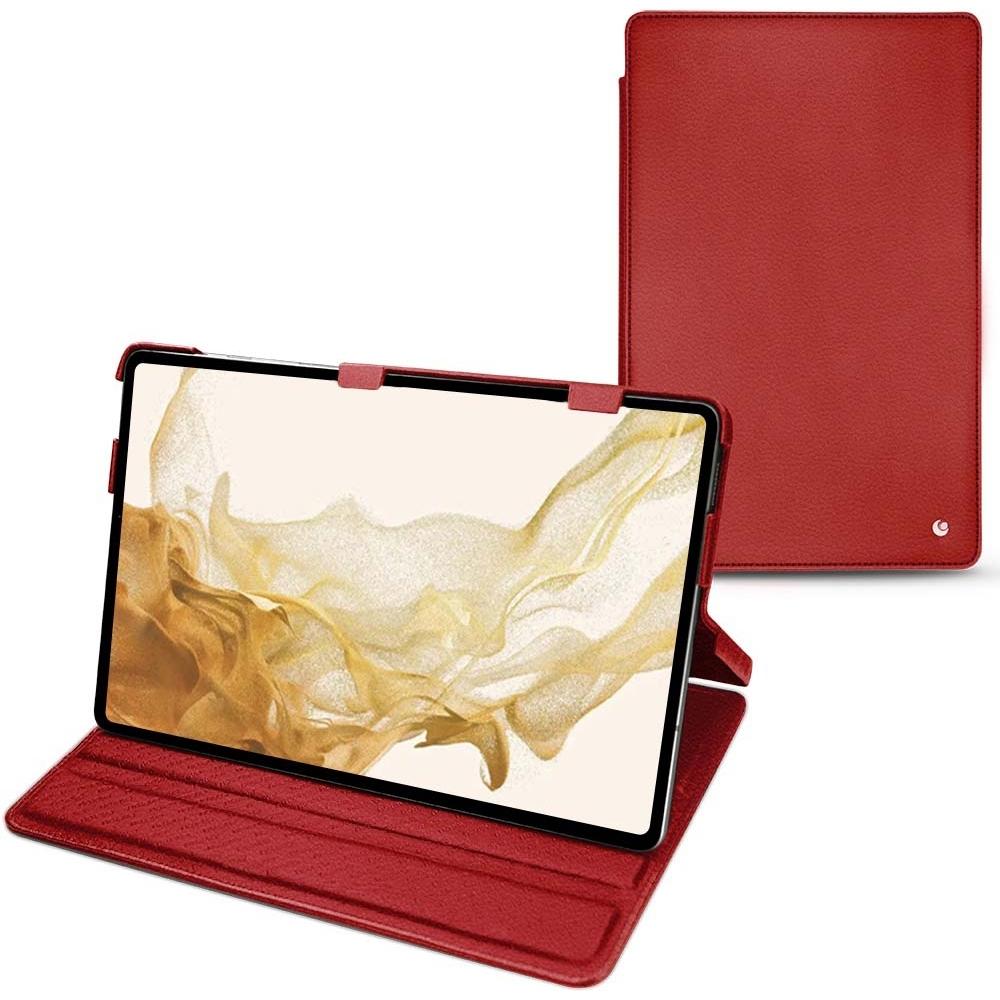 Noreve Lederschutzhülle horizontal (Galaxy Tab S8), Tablet Hülle, Rot