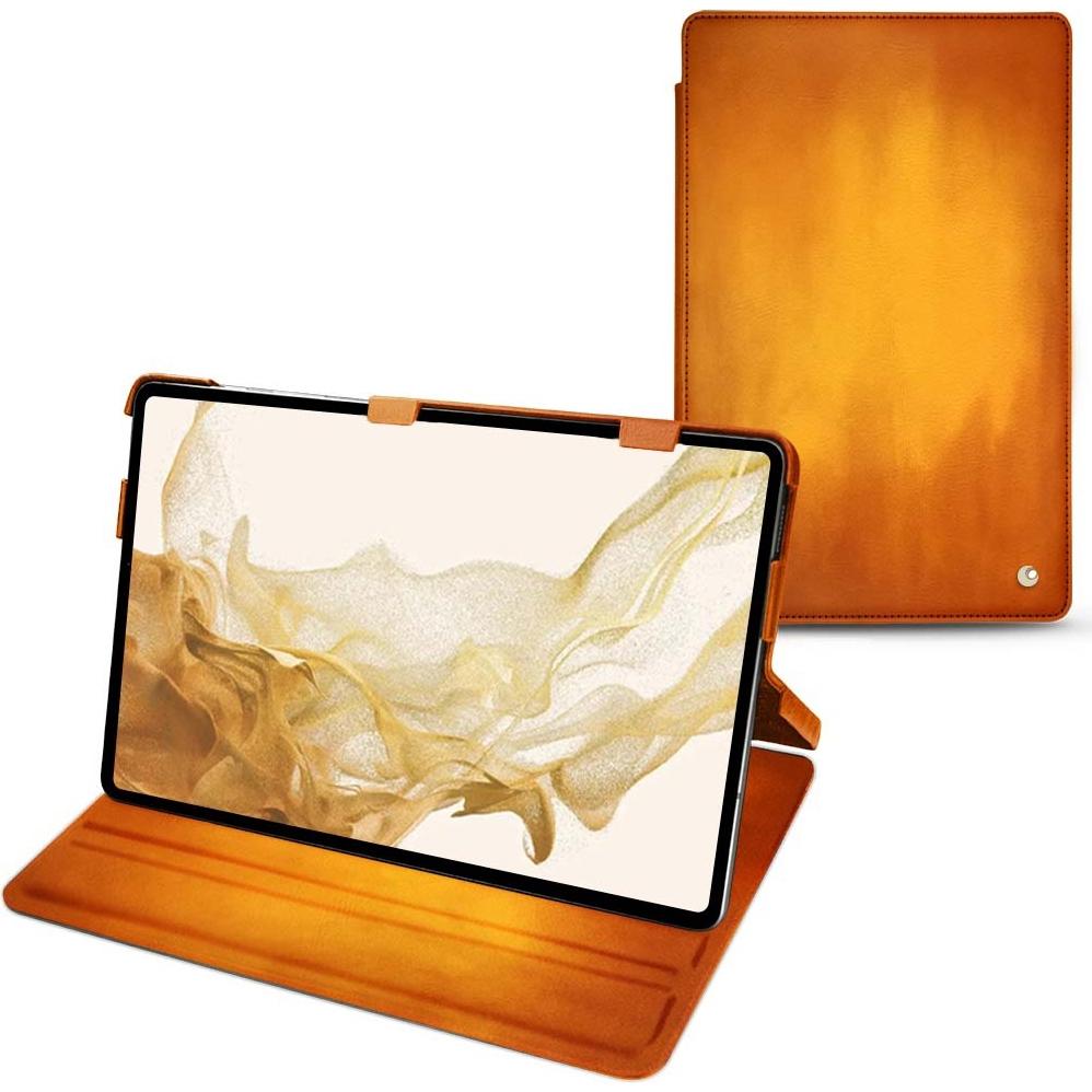 Noreve Lederschutzhülle horizontal (Galaxy Tab S8), Tablet Hülle, Orange