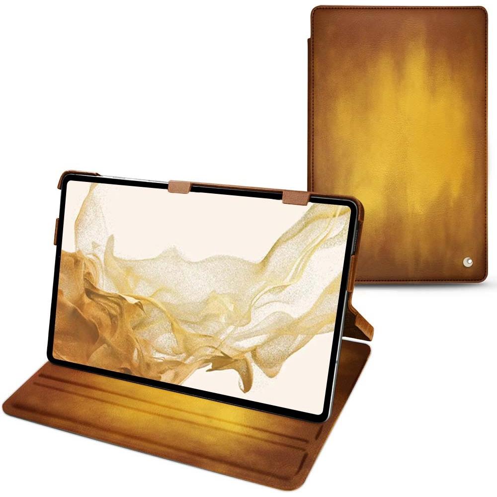 Noreve Lederschutzhülle horizontal (Galaxy Tab S8), Tablet Hülle, Gold